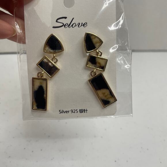 NWT Lot Of 2 Earrings Piercing Dangling Green Circles Gold Pattern - Picture 6 of 11